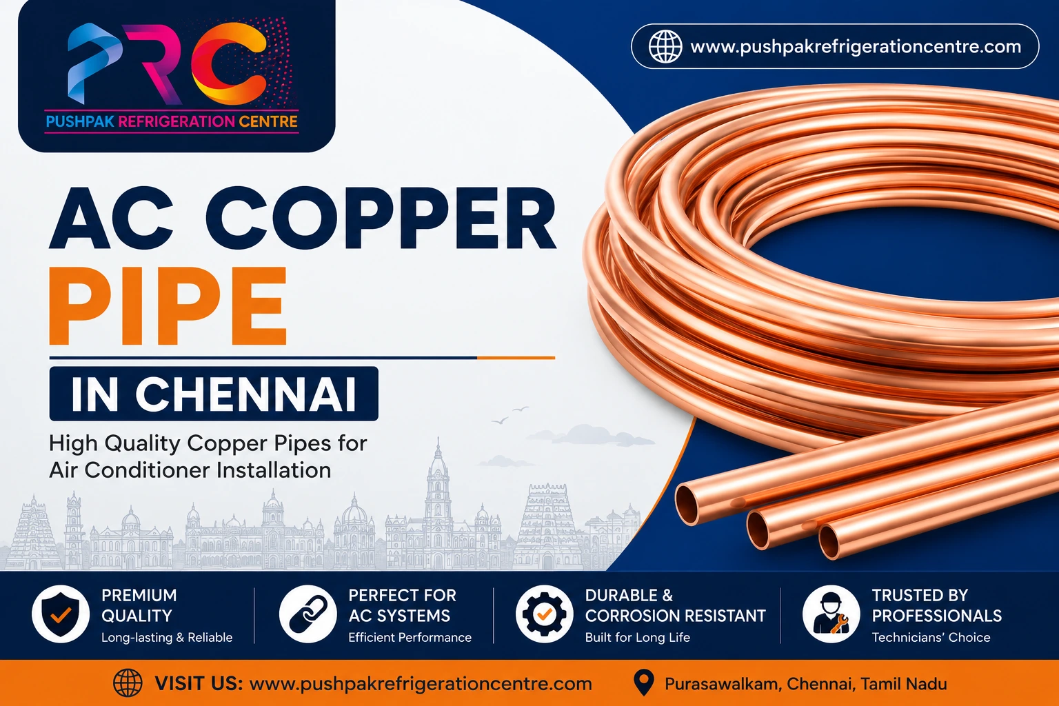 ac copper pipe in chennai